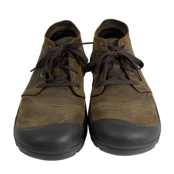 Keen Mens Size 12M Briggs II Brown Leather Lace-Up Hiking Shoes Rubber Toe Cap - Picture 1 of 11